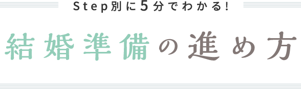 STEP別に5分でわかる！　結婚準備の進め方