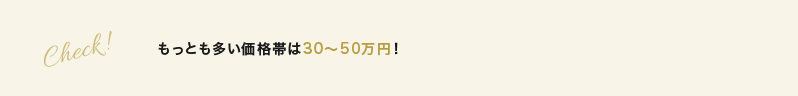 もっとも多い価格帯は30~50万円!