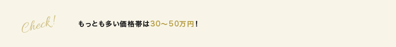 もっとも多い価格帯は30～50万円！