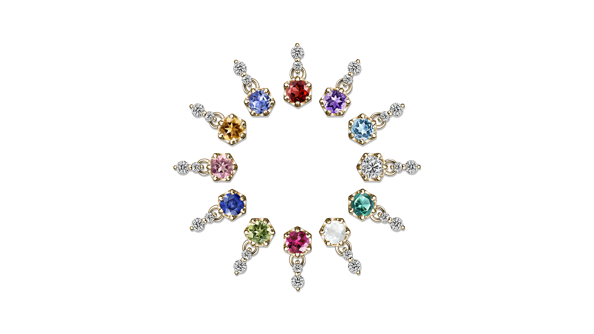 Ruanna Pierced earring Birthstone ルアンナ ピアス バースストーン_4_ピアス